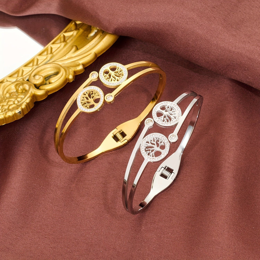 ハナ | ラインストーンツリー カフブレスレット