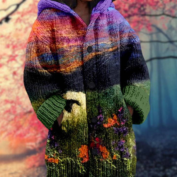 Daniella - 暖かいボタンの付いたフード付きセーター