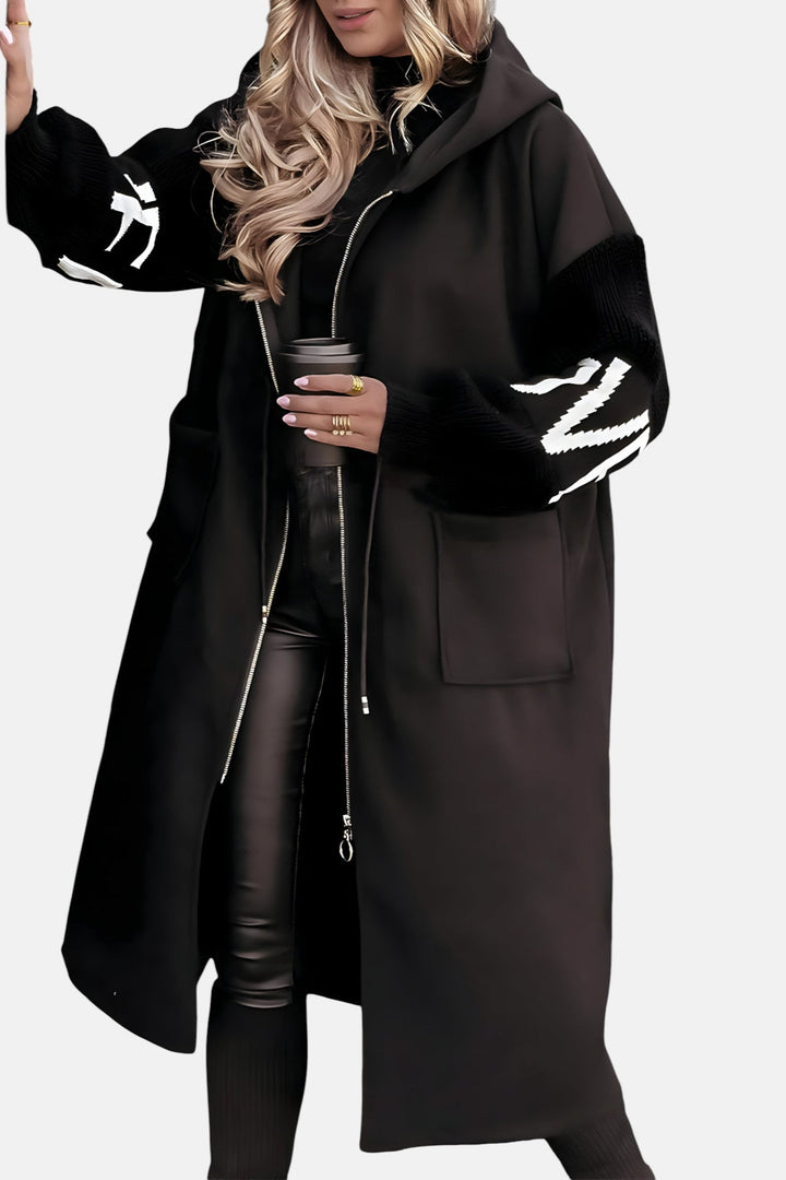 PEGGY - ニットスリーブとフード付きレディースコート