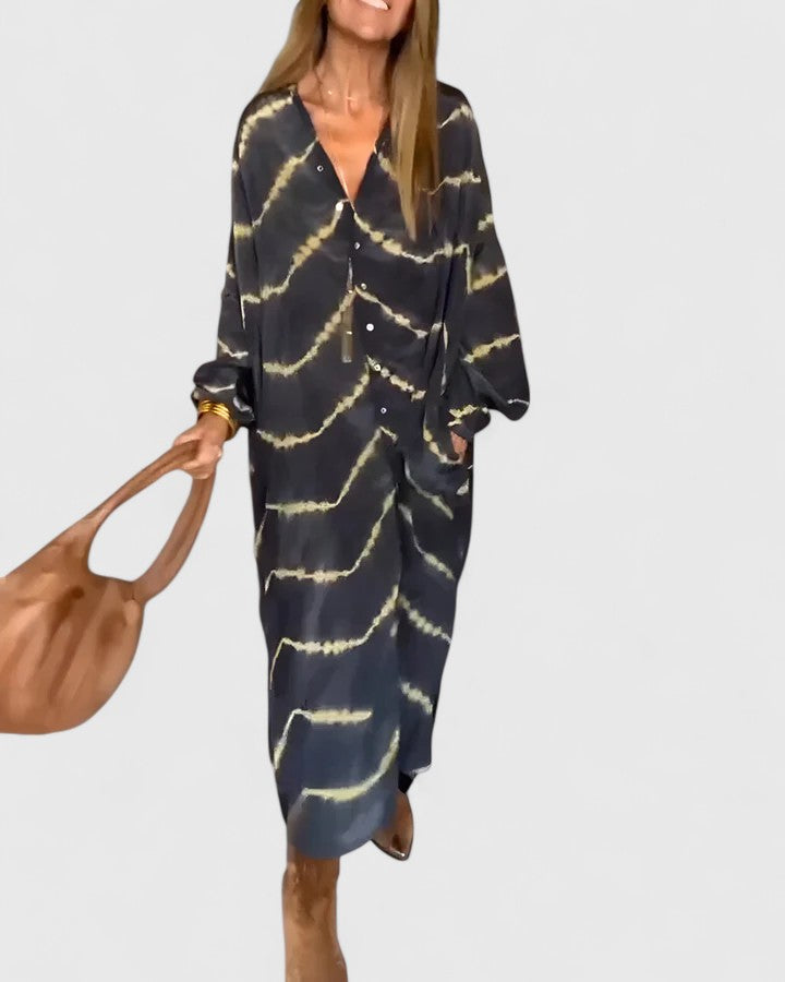 アメリー™ | エレガントなボヘミアンストライプのマキシドレス