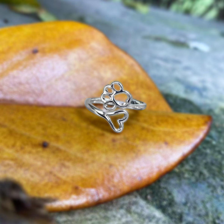 サイズ調整可能なステンレススチール製パウハートリング