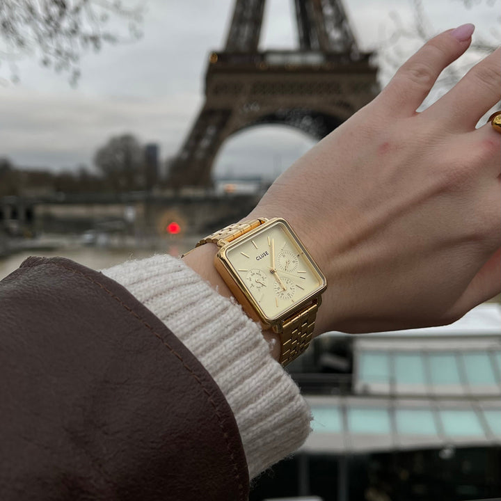 ラ・テトラゴン マルチファンクションウォッチ スチール、フルゴールドカラー