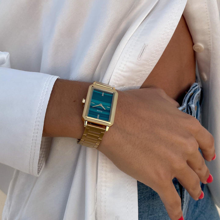 フルエットウォッチ スチール、グリーン、ゴールドカラー