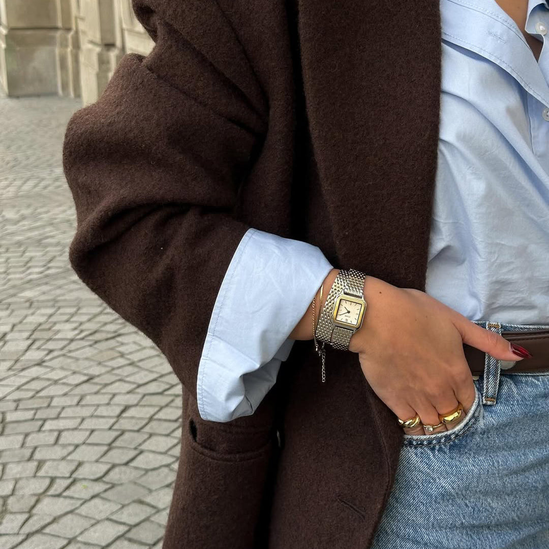 グラシューズ プティウォッチ ダブルスチール、ホワイト、ツートン