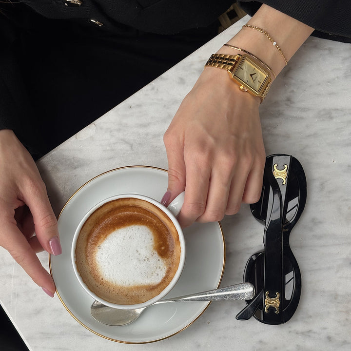 フリュエットウォッチ スチール、サンドテクスチャー フルゴールドカラー