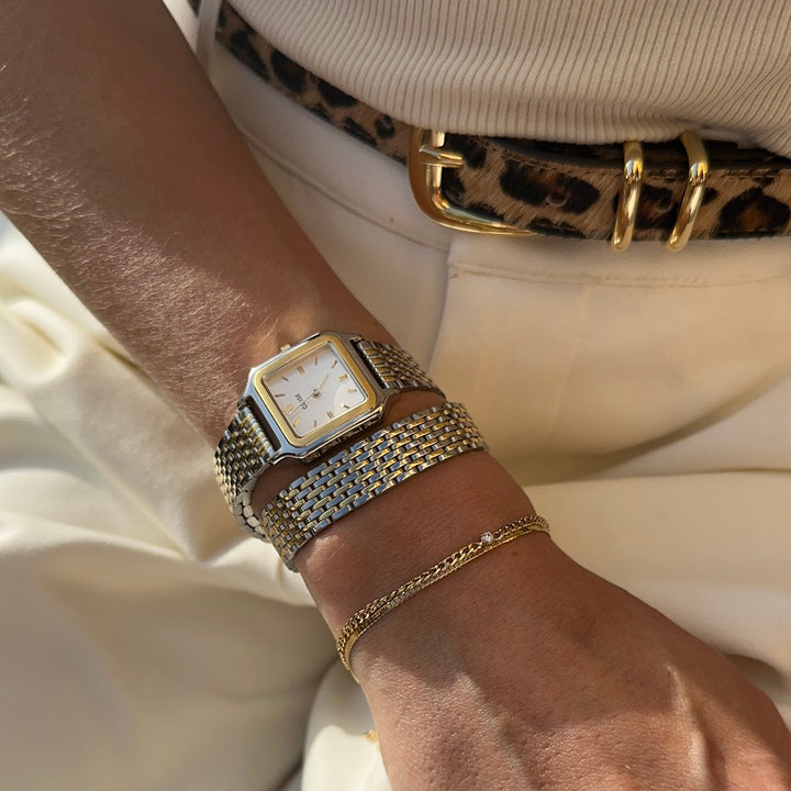 グラシューズ プティウォッチ ダブルスチール、ホワイト、ツートン