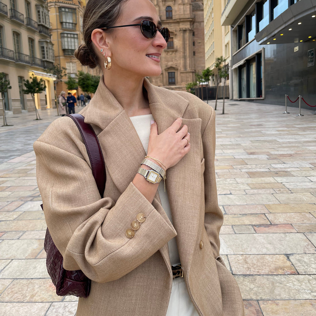 グラシューズ プティウォッチ ダブルスチール、ホワイト、ツートン