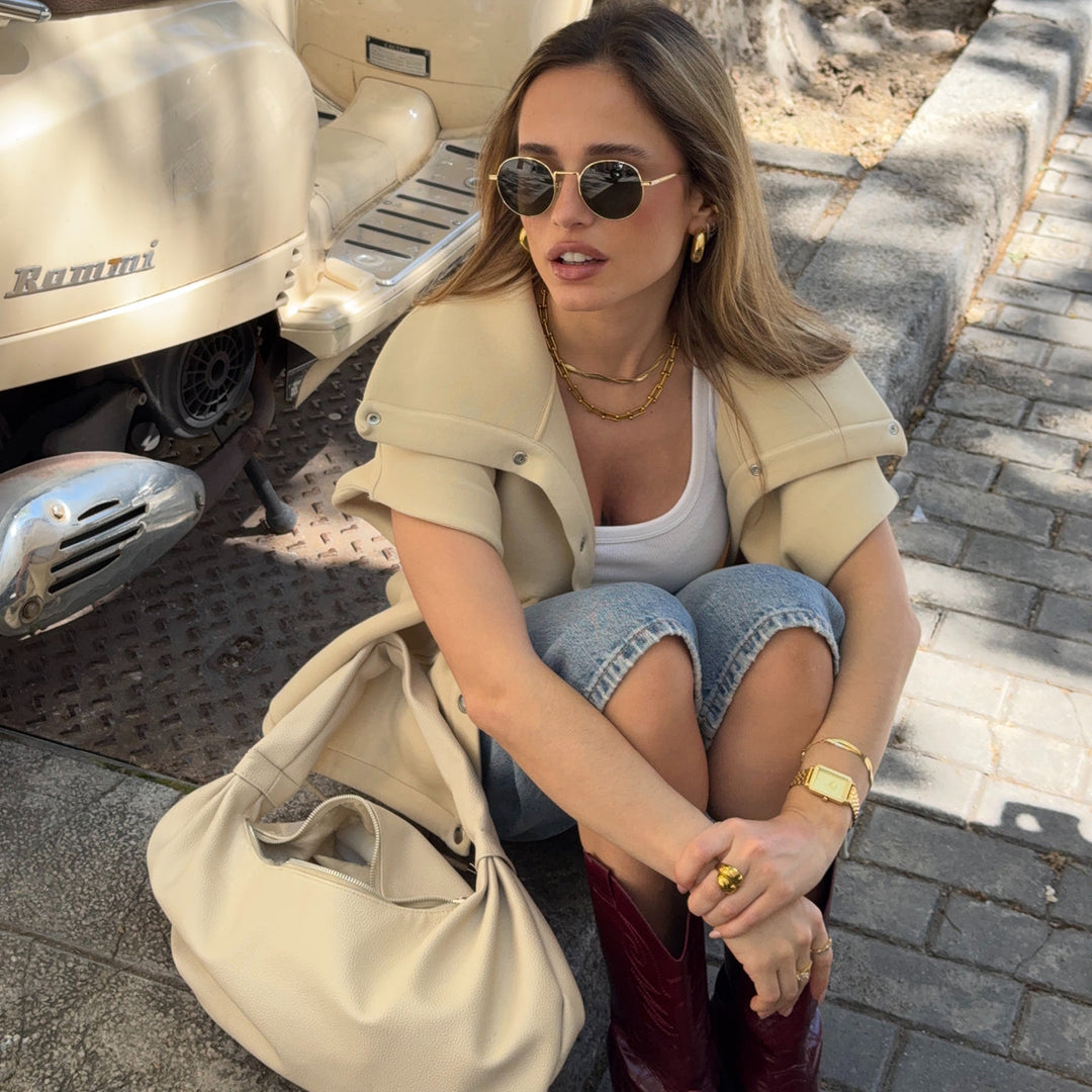 フリュエットウォッチ スチール、サンドテクスチャー フルゴールドカラー