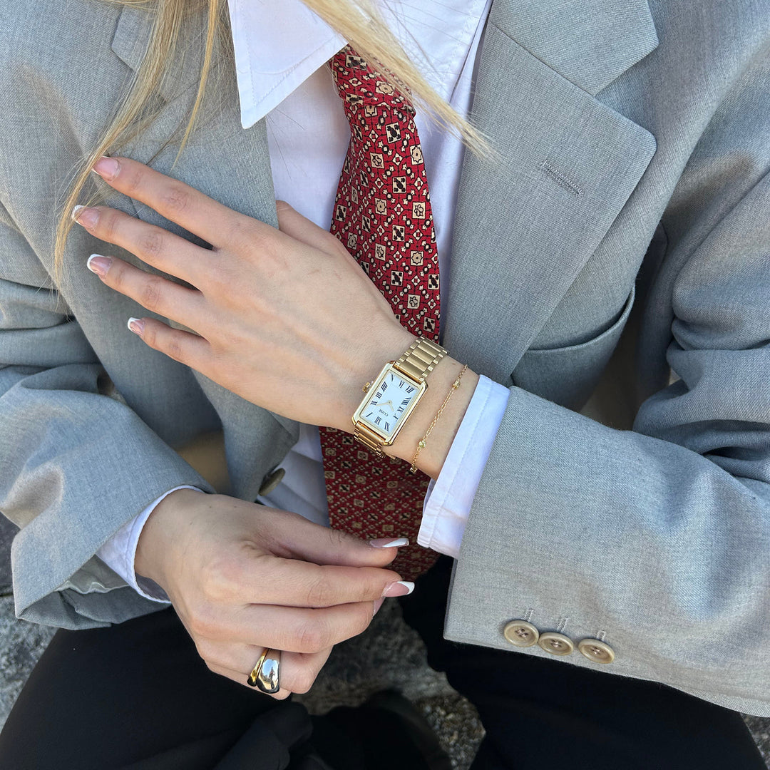 ベリセナウォッチ スティール、ホワイト、ゴールドカラー