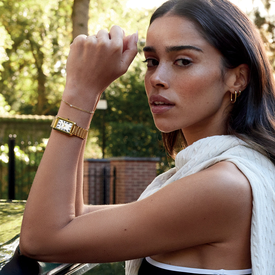 ベリセナウォッチ スティール、ホワイト、ゴールドカラー