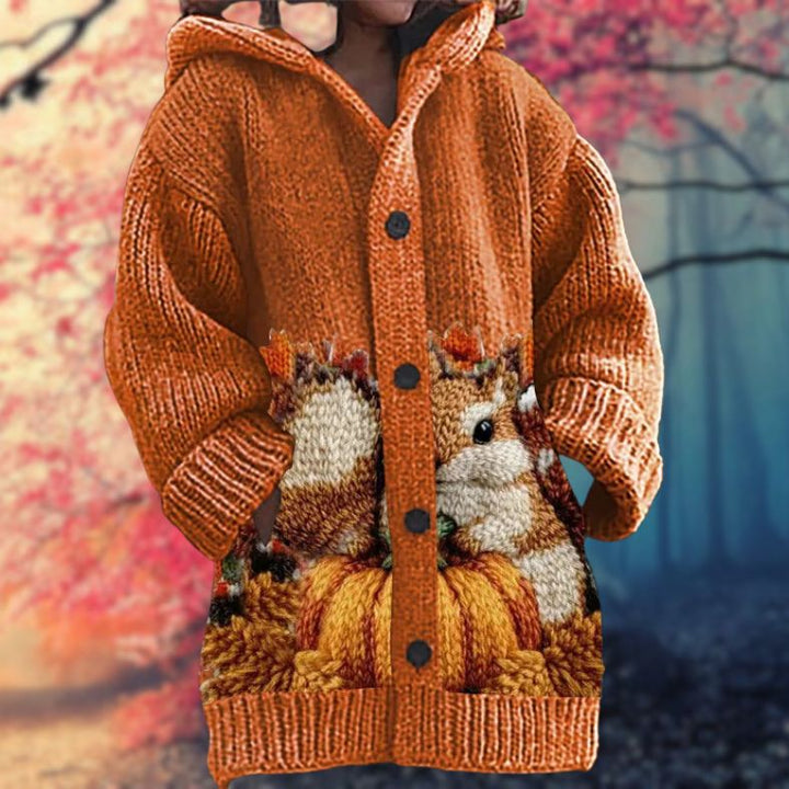 Daniella - 暖かいボタンの付いたフード付きセーター