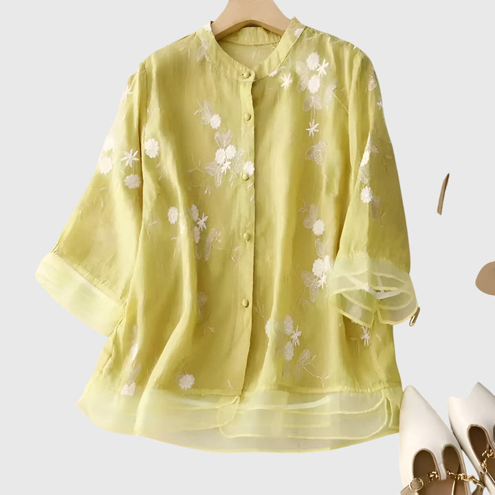 ネリー™ | エレガントな刺繍花トップ