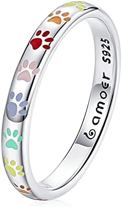 S925スターシルバーリング製パウプリントリング