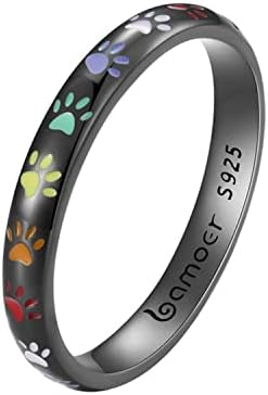 S925スターシルバーリング製パウプリントリング