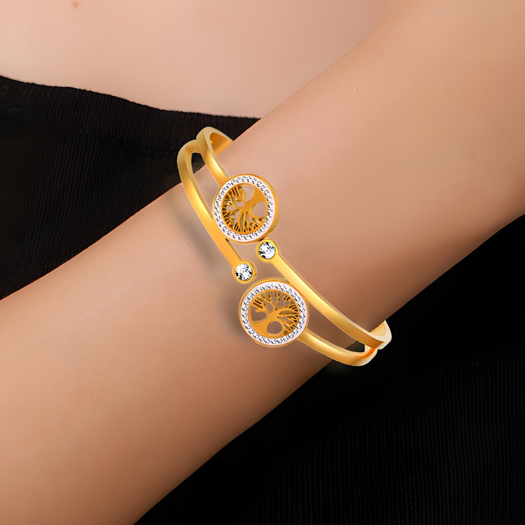 ハナ | ラインストーンツリー カフブレスレット