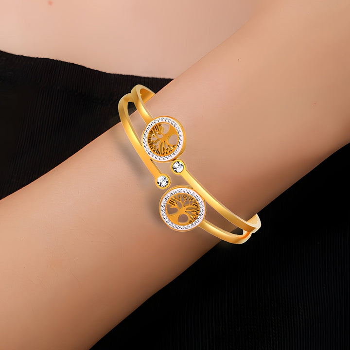 ハナ | ラインストーンツリー カフブレスレット