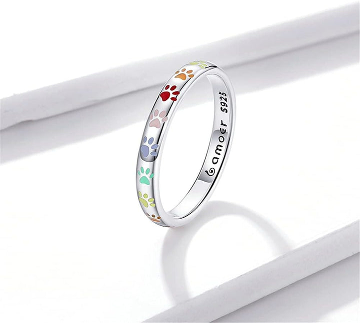 S925スターシルバーリング製パウプリントリング