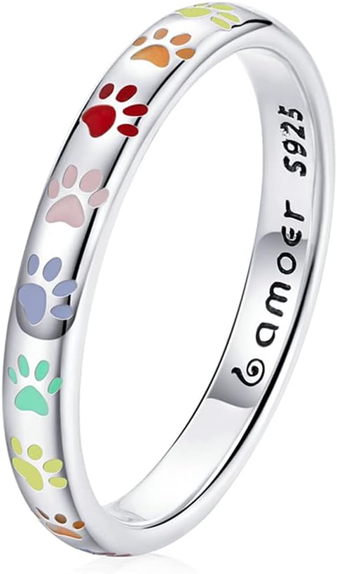 S925スターシルバーリング製パウプリントリング