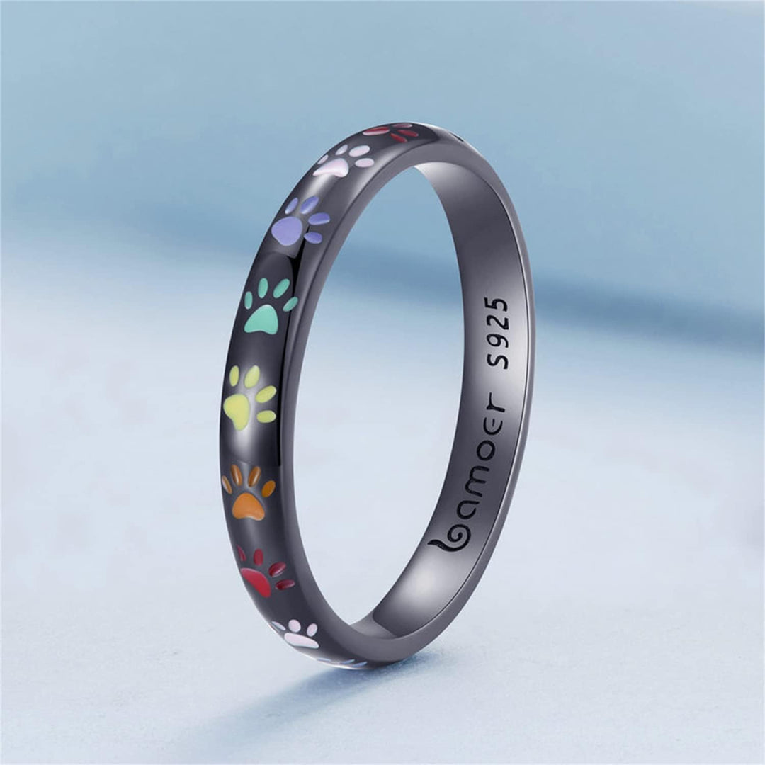 S925スターシルバーリング製パウプリントリング