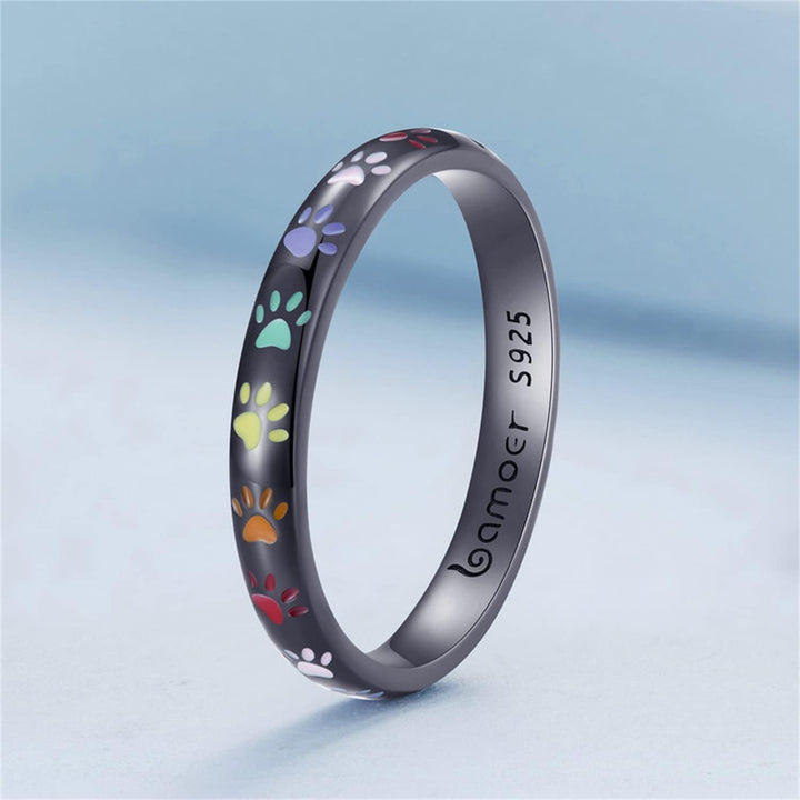 S925スターシルバーリング製パウプリントリング