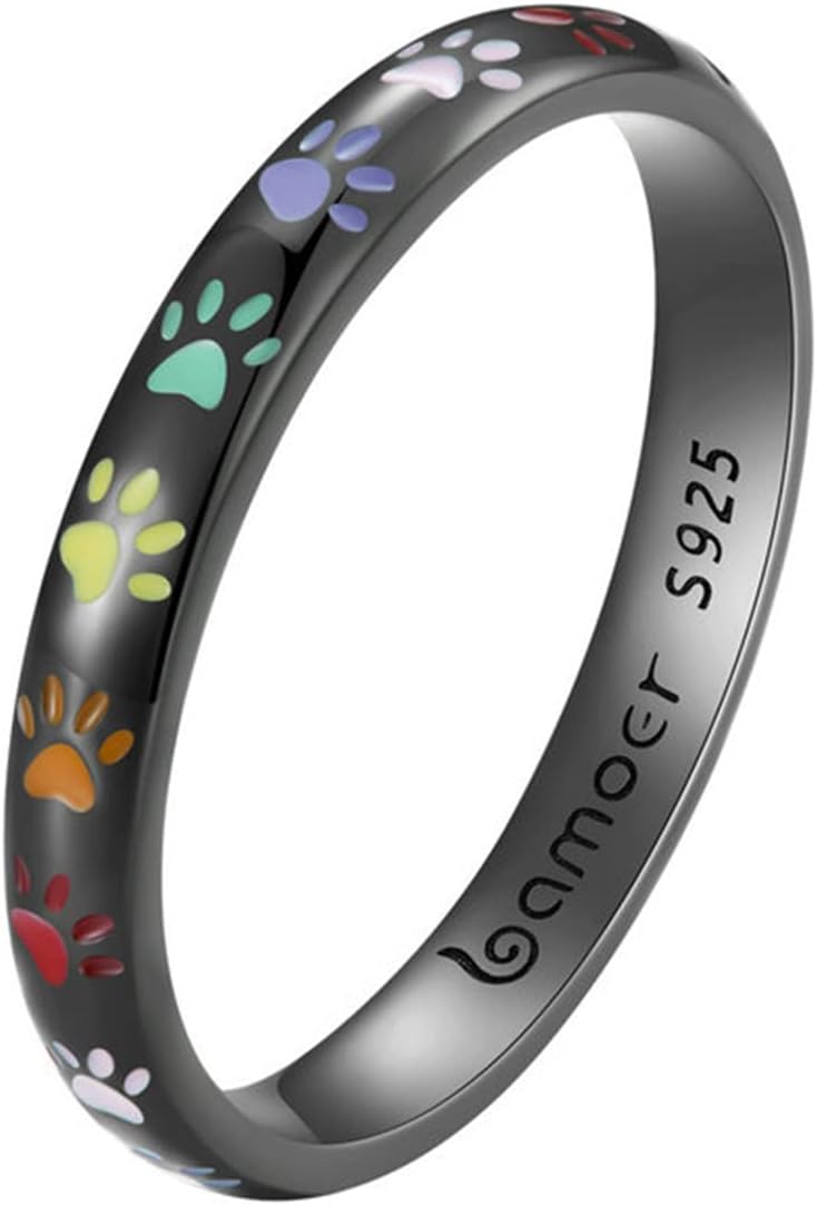 S925スターシルバーリング製パウプリントリング