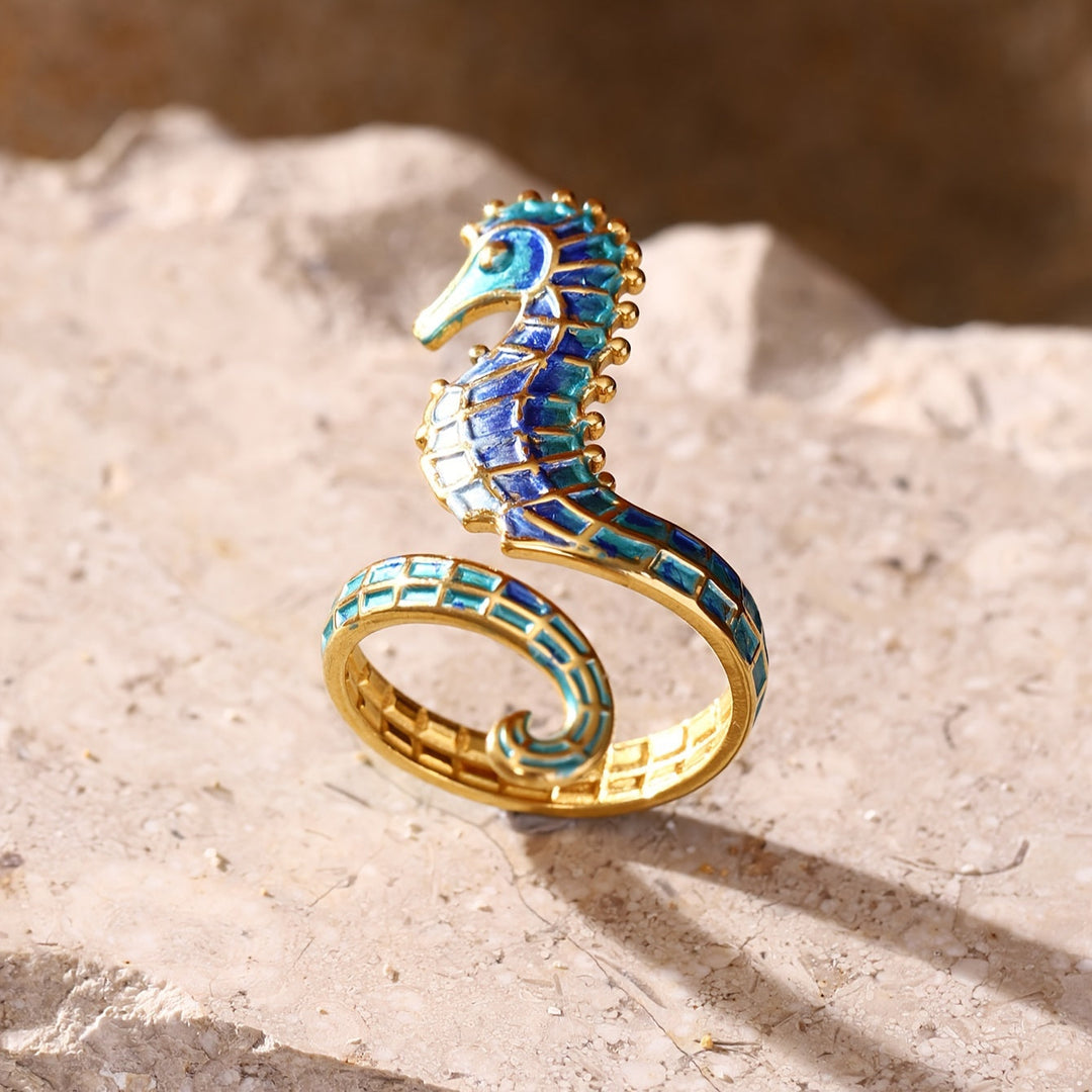 ステンレススチールのタツノオトシゴリング