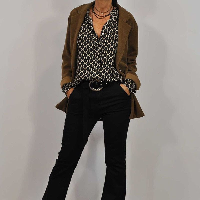 Geertje - Vネックリラックスミディシャツ