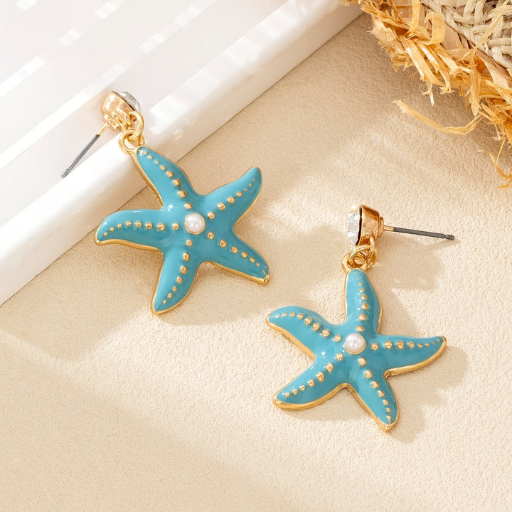 ヒトデのエナメルイヤリング