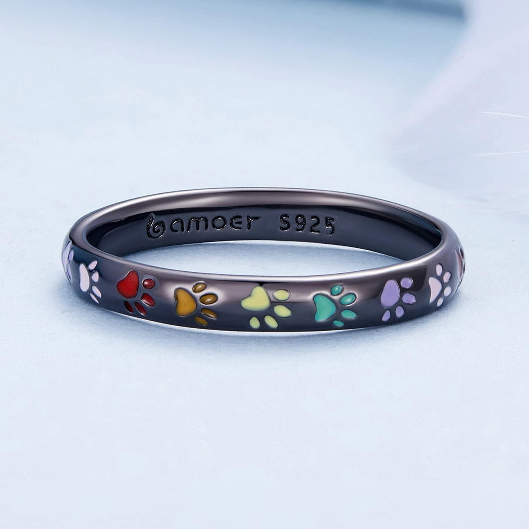 S925スターシルバーリング製パウプリントリング