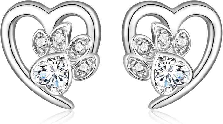 爪痕とハートデザインのイヤリング – ペット愛好家向けジュエリー