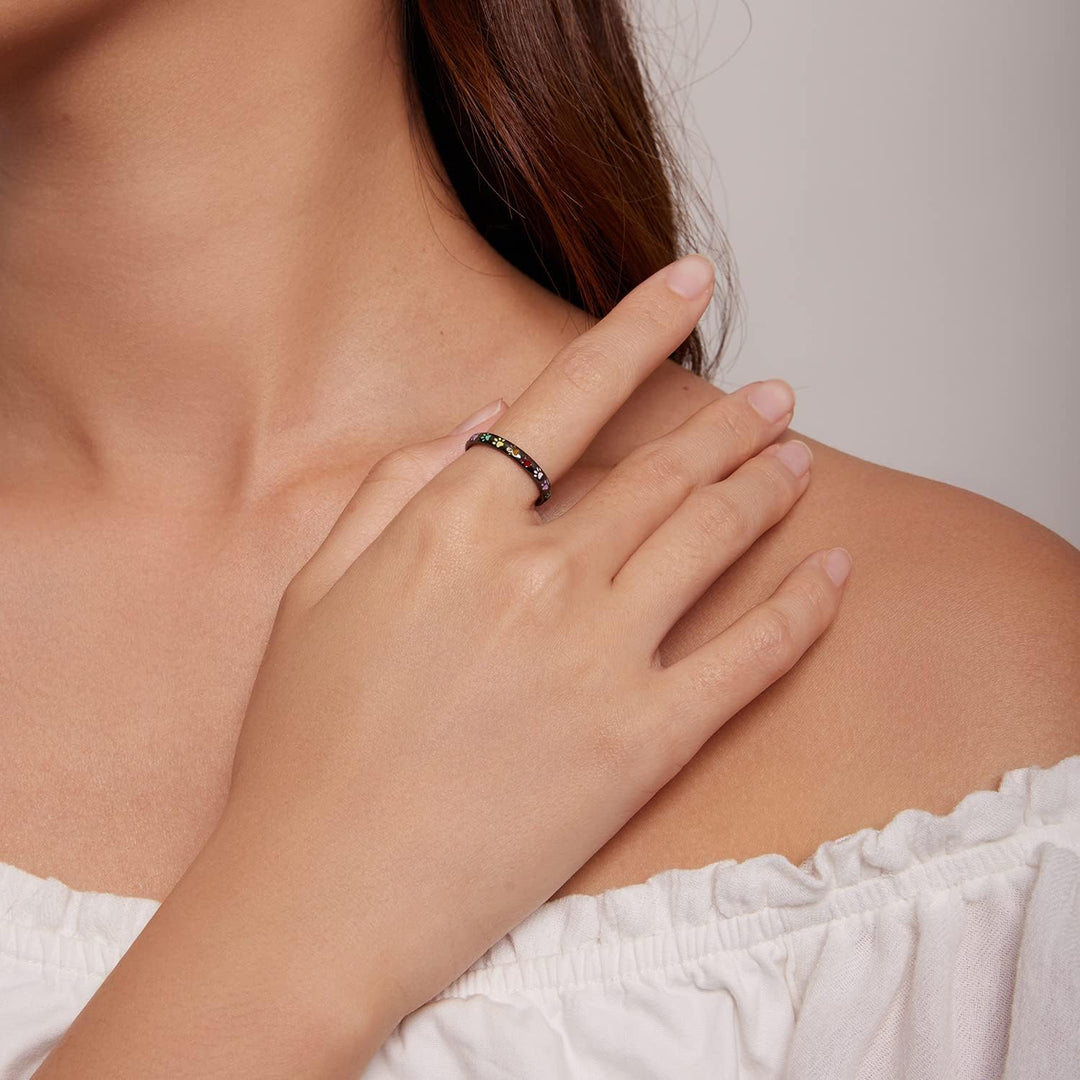 S925スターシルバーリング製パウプリントリング