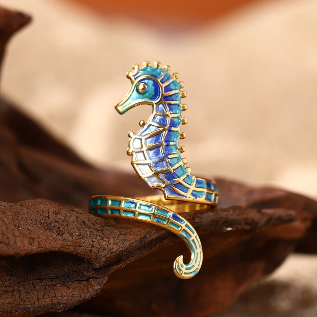 ステンレススチールのタツノオトシゴリング