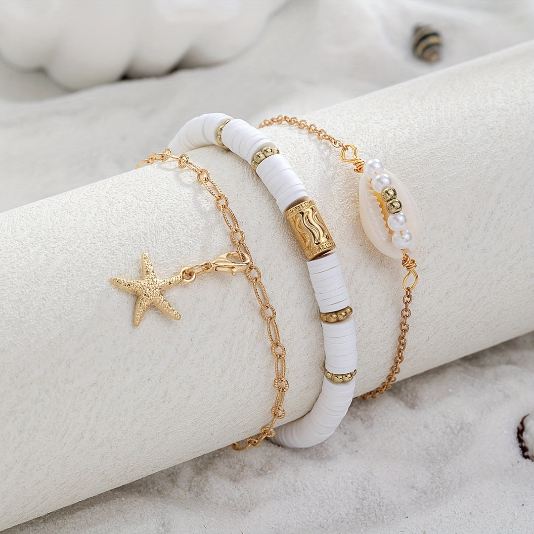 スターフィッシュレイヤードブレスレットセット