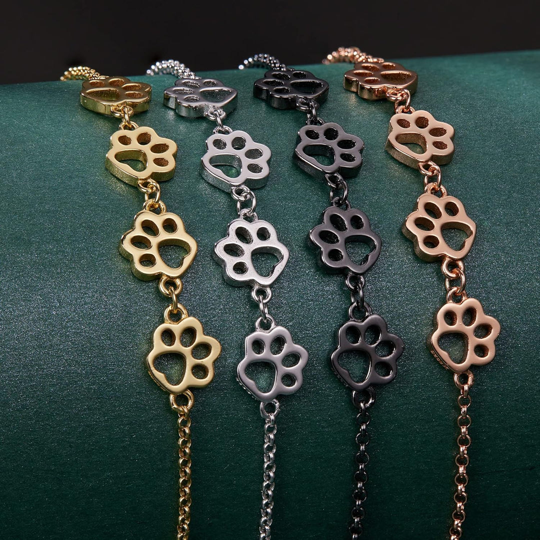 調整可能なスターリングシルバー犬足跡ブレスレット