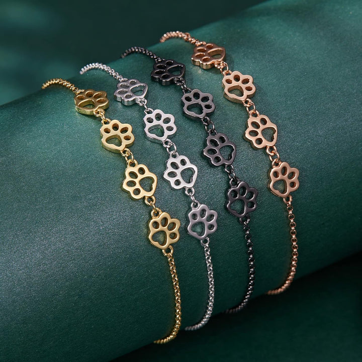 調整可能なスターリングシルバー犬足跡ブレスレット