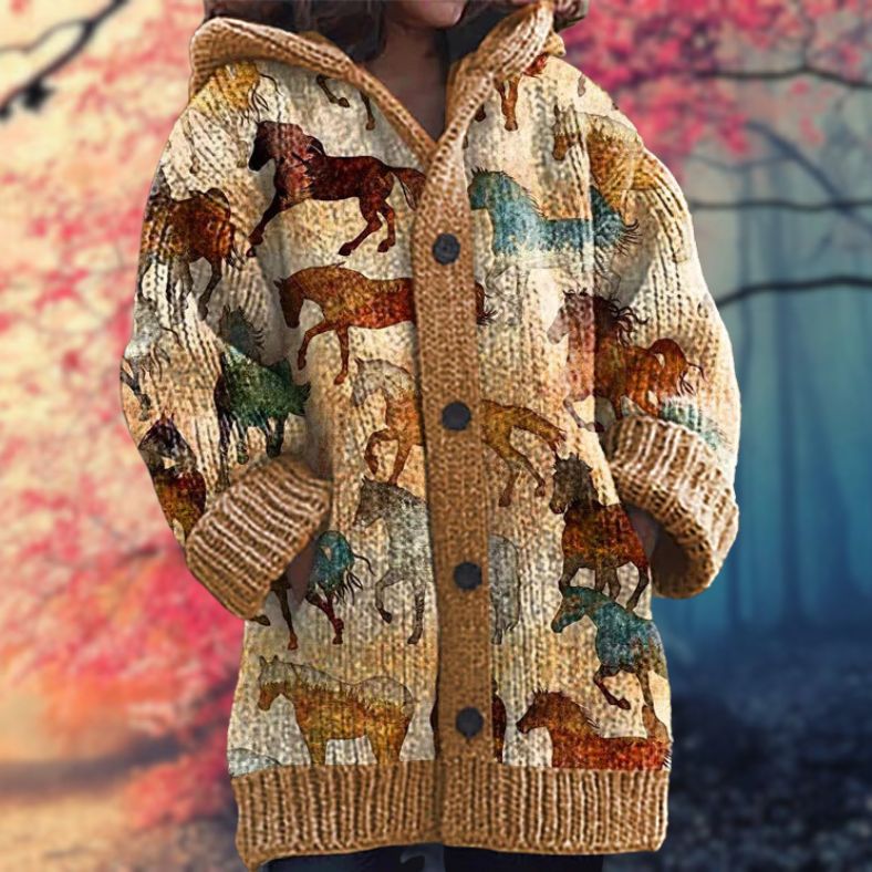 Daniella - 暖かいボタンの付いたフード付きセーター