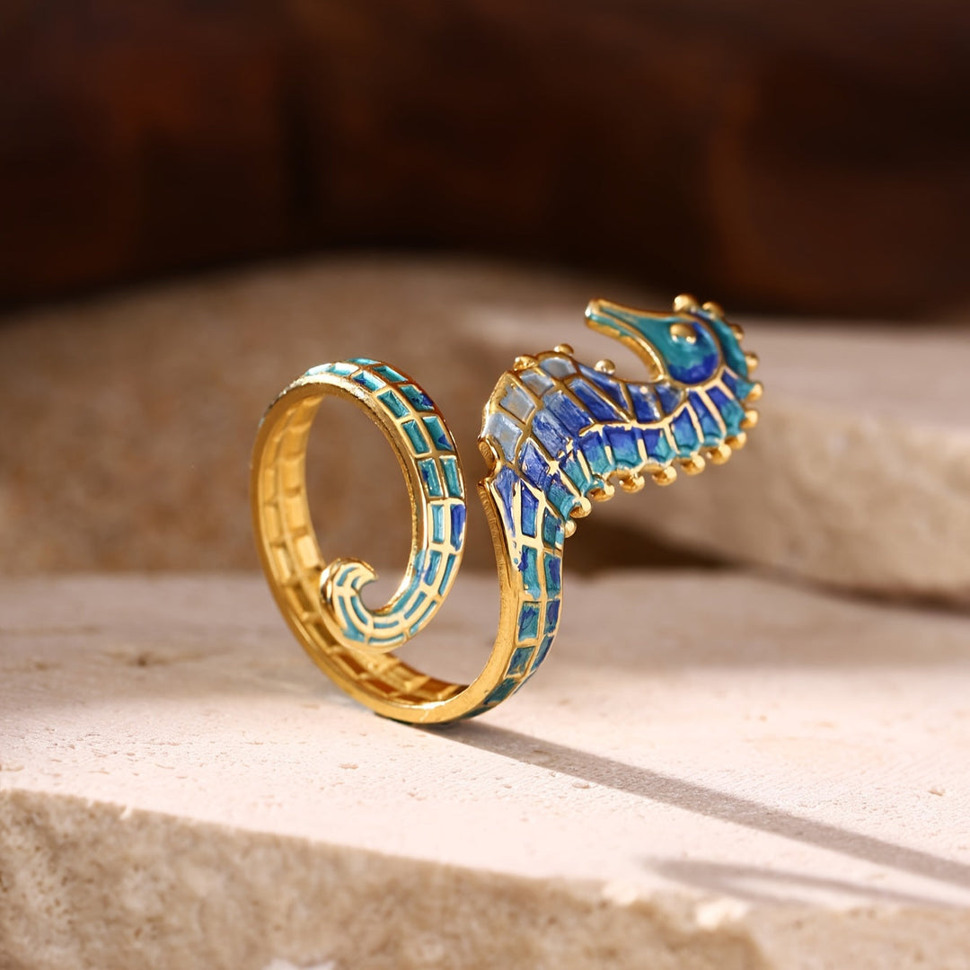 ステンレススチールのタツノオトシゴリング