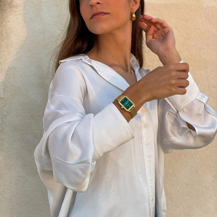 フルエットウォッチ スチール、グリーン、ゴールドカラー