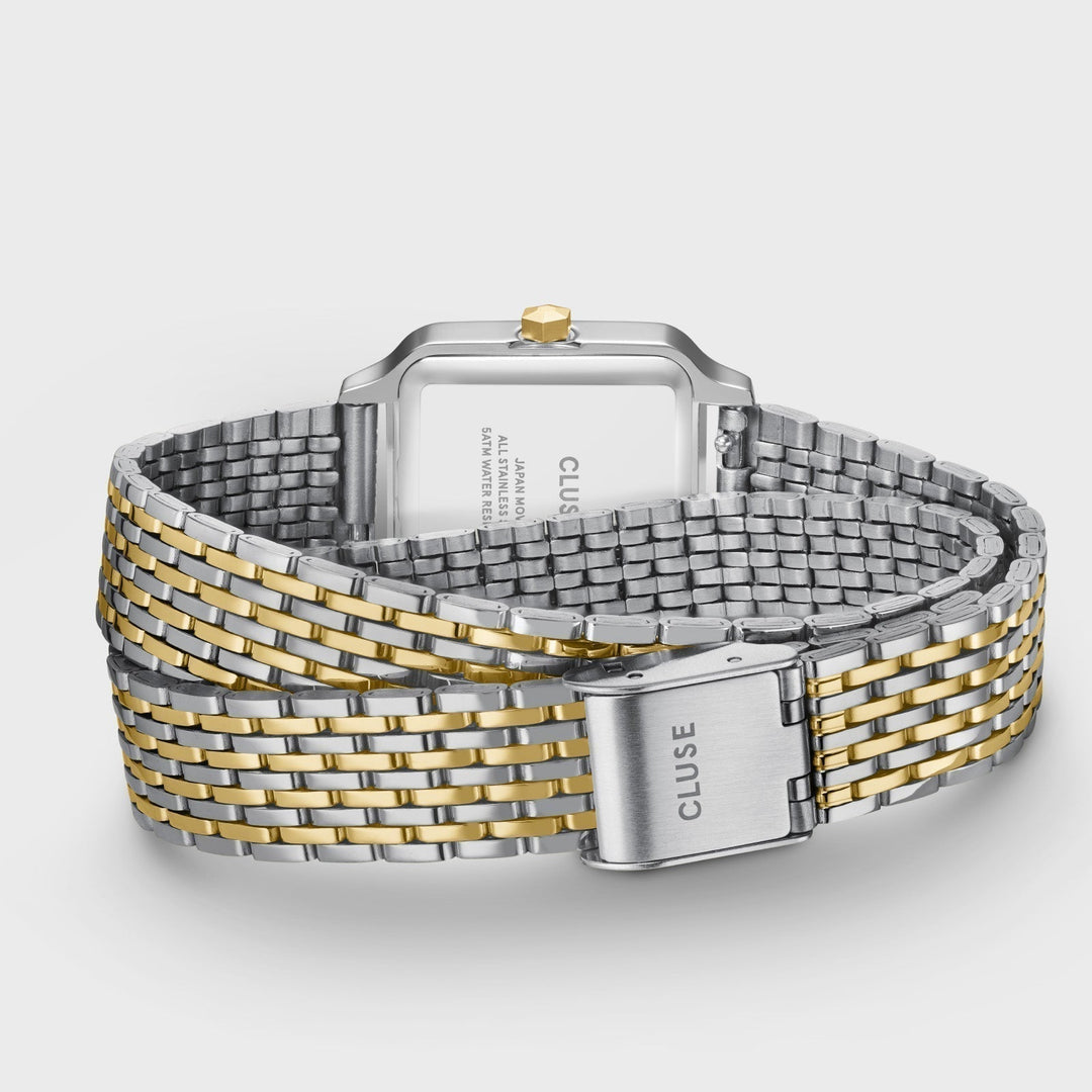 グラシューズ プティウォッチ ダブルスチール、ホワイト、ツートン