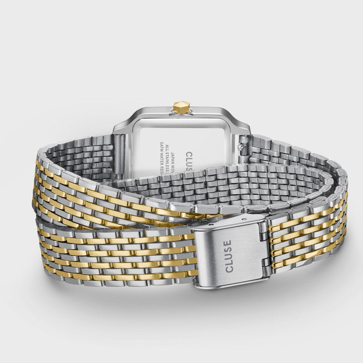 グラシューズ プティウォッチ ダブルスチール、ホワイト、ツートン