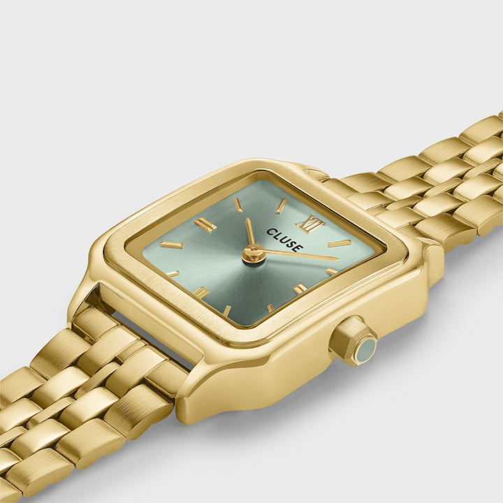 グラシューズ プティウォッチ スチール、セージグリーン、ゴールドカラー