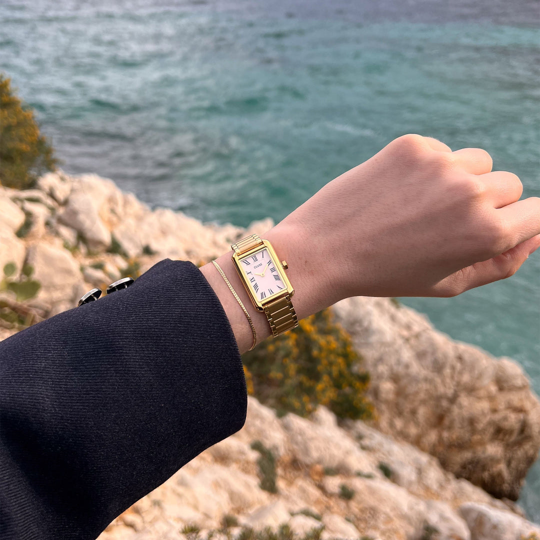 ベリセナウォッチ スティール、ホワイト、ゴールドカラー