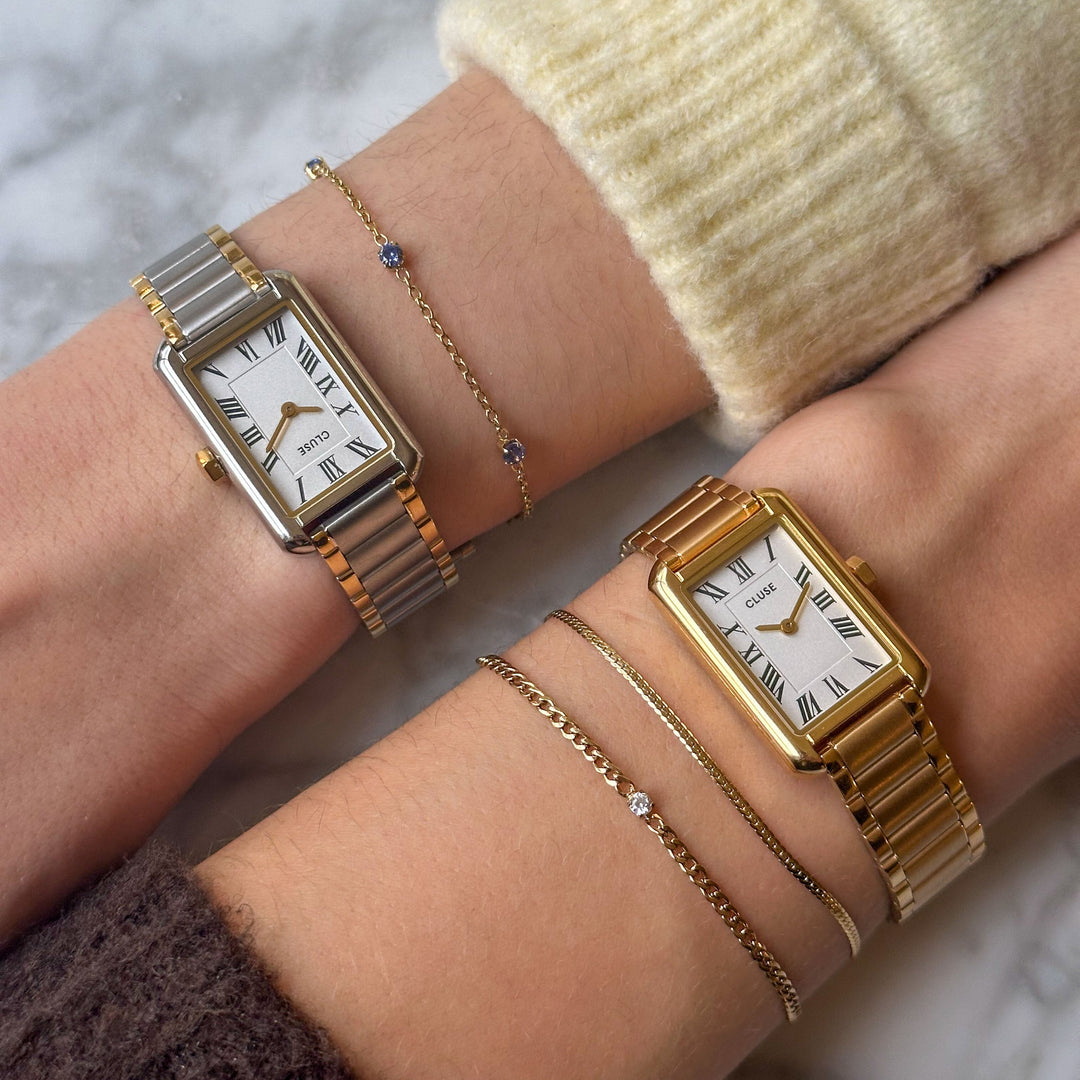 ベリセナウォッチ スティール、ホワイト、ゴールドカラー