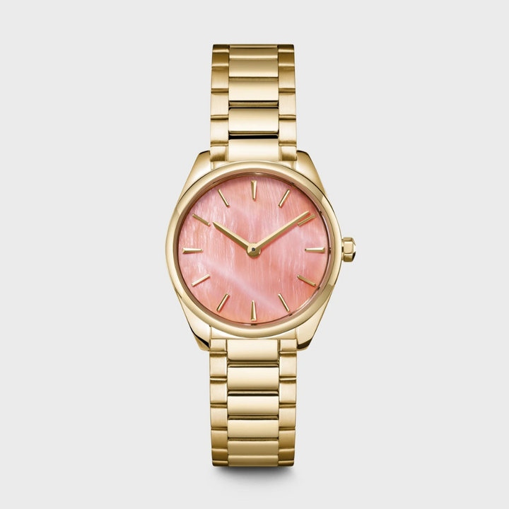 フェロースミニウォッチ スチール、アプリコットパール、ゴールドカラー