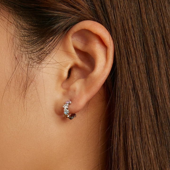 925スターシルバーリング カラフルパウズ フープイヤリング