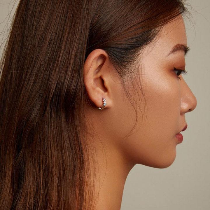 925スターシルバーリング カラフルパウズ フープイヤリング