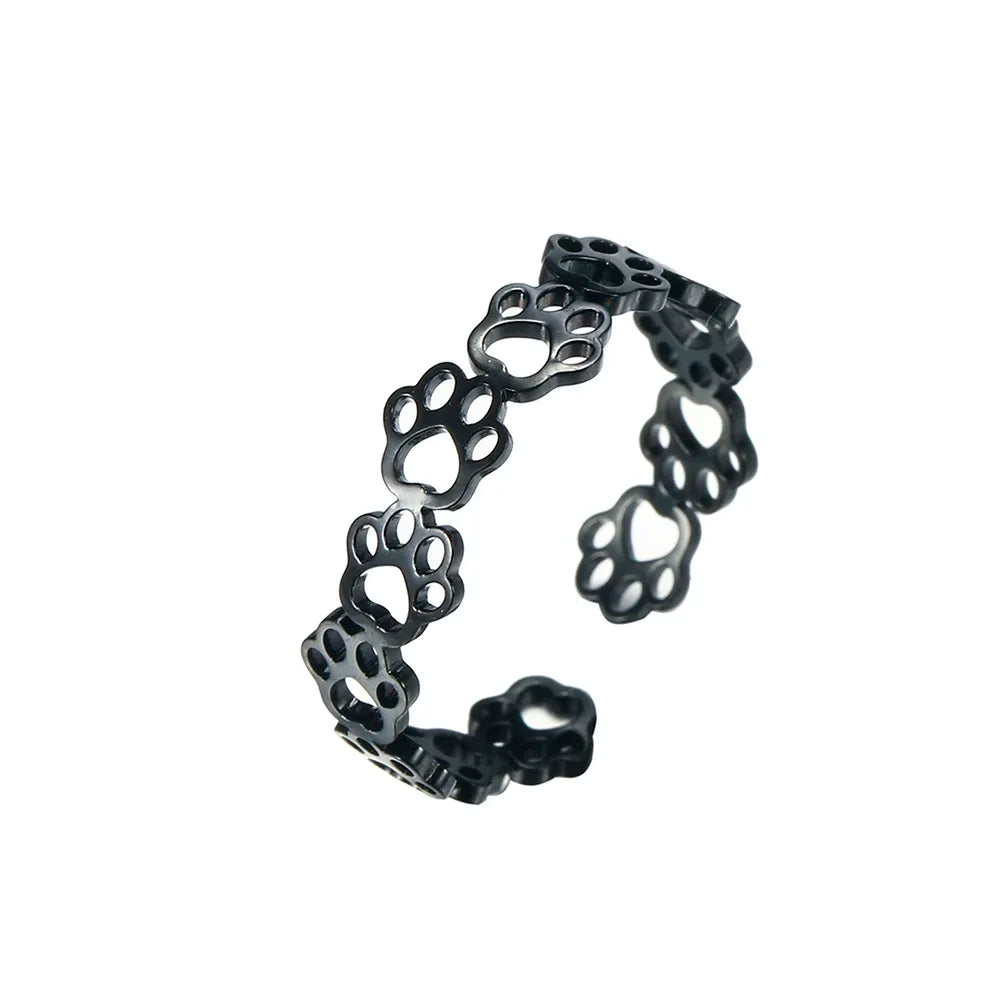 動物モチーフの調整可能なステンレススチール製指輪（女性用）