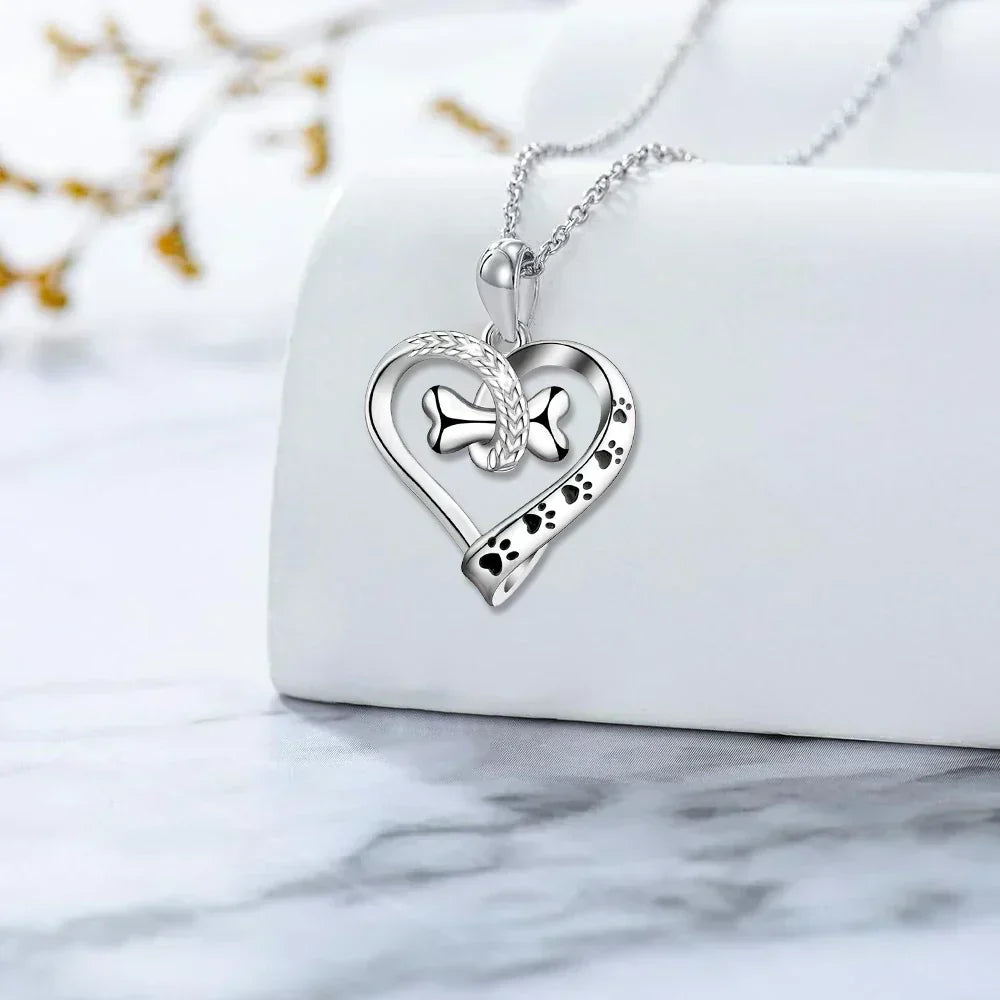 「犬の足跡とハート＆骨のジュエリーセット 2点セット」