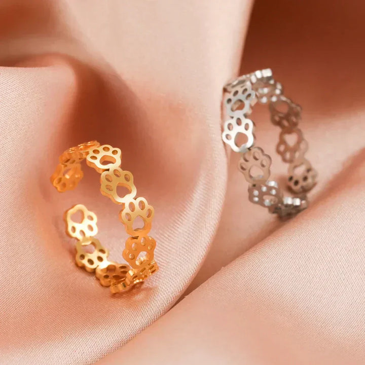 動物モチーフの調整可能なステンレススチール製指輪（女性用）