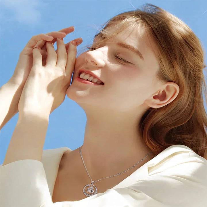 925シルバー ジルコニア付き 可愛い犬の足跡ネックレス